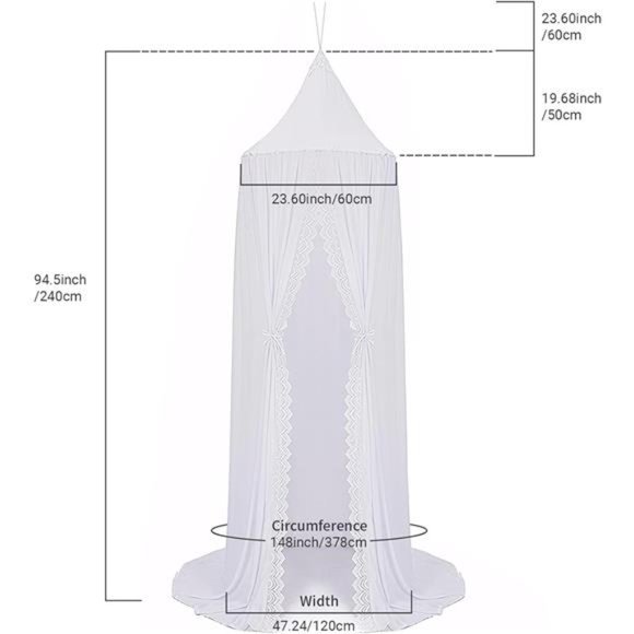 Kids Bed Canopy- Princess Fairy Lace & Chiffon Crib Canopy Hanging Curtains - Picture 3 of 7